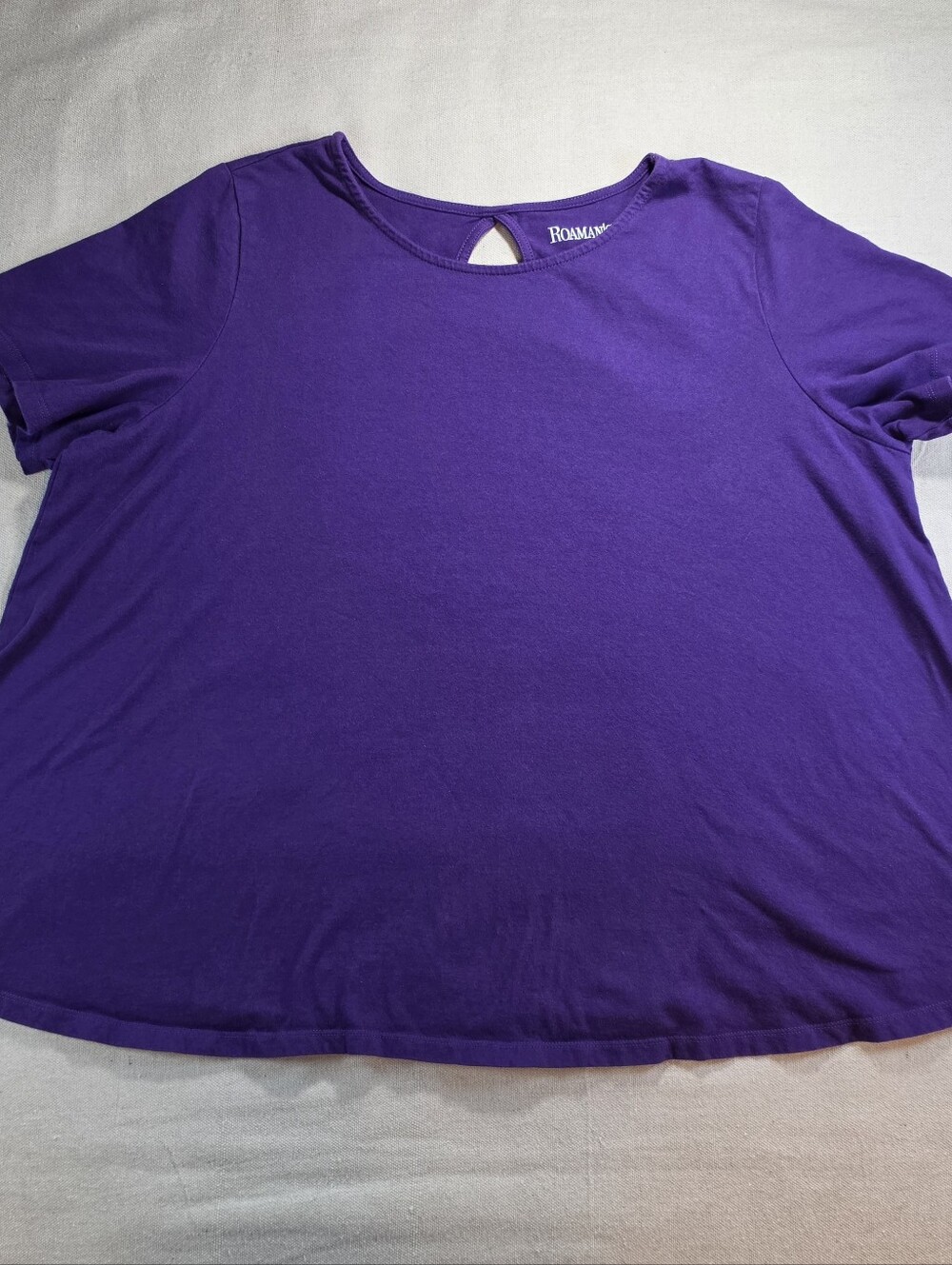 Roaman's Purple Short Sleeve Keyhole Tee L 18/20 Petite
